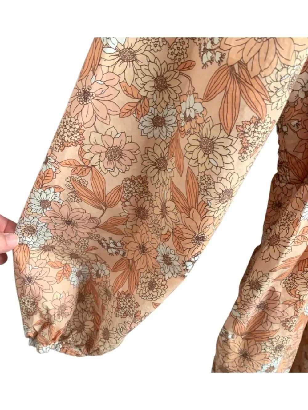 J.CREW Peach Zinnia Floral Print Squareneck Cotton Poplin Women's Dress Medium